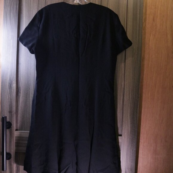 Vintage Fit & Flare Black button down short sleeve knee length dress - Picture 2 of 5